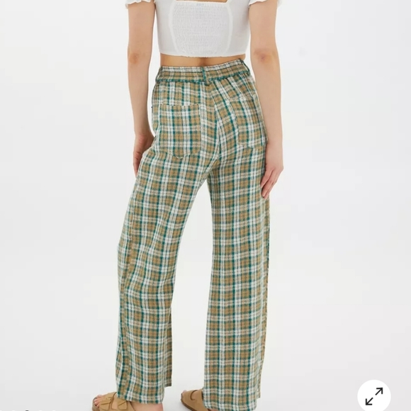 Urban Outfitters Kai Linen Plaid Baggy Pant - Picture 3 of 15